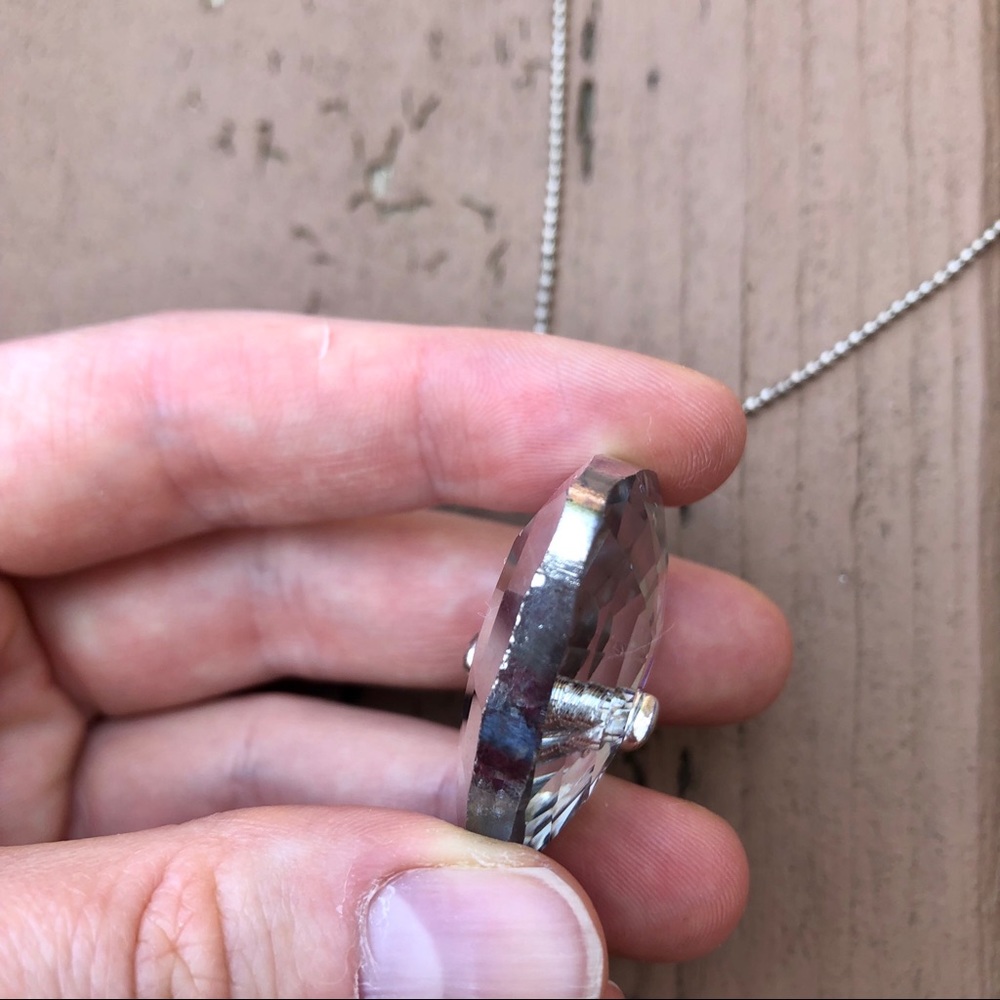 4/$25 - Heart Sparkle Fancy Long Silver Necklace - Picture 6 of 8
